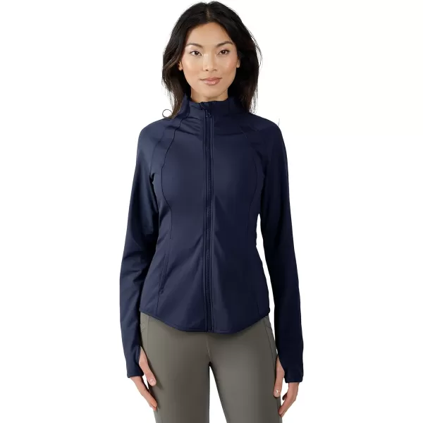 Yogalicious Womens Ultra Soft Lightweight Full Zip Yoga Jacket with PocketsDark Navy Lux