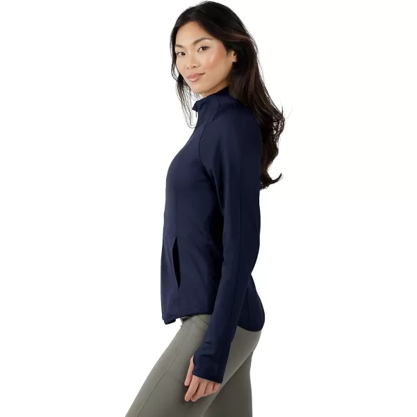 Yogalicious Womens Ultra Soft Lightweight Full Zip Yoga Jacket with PocketsDark Navy Lux