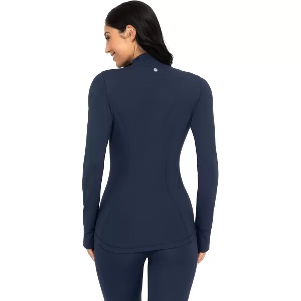 Yogalicious Womens Ultra Soft Lightweight Full Zip Yoga Jacket with PocketsDark Navy Nude Tech