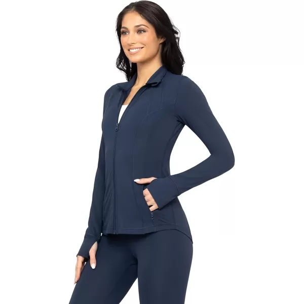 Yogalicious Womens Ultra Soft Lightweight Full Zip Yoga Jacket with PocketsDark Navy Nude Tech