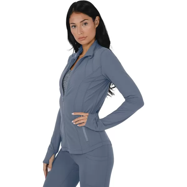 Yogalicious Womens Ultra Soft Lightweight Full Zip Yoga Jacket with PocketsFlint Stone Nude Tech