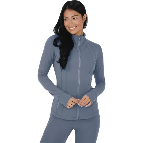 Yogalicious Womens Ultra Soft Lightweight Full Zip Yoga Jacket with PocketsFlint Stone Nude Tech