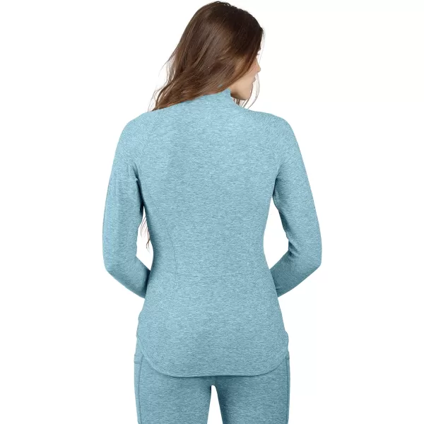 Yogalicious Womens Ultra Soft Lightweight Full Zip Yoga Jacket with PocketsHeather Azure Splash