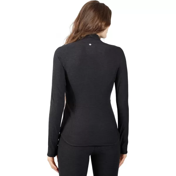 Yogalicious Womens Ultra Soft Lightweight Full Zip Yoga Jacket with PocketsHeather Black