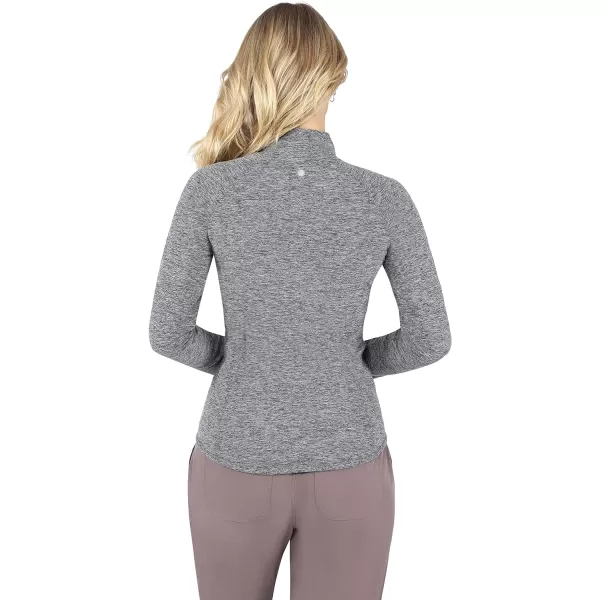 Yogalicious Womens Ultra Soft Lightweight Full Zip Yoga Jacket with PocketsHeather Grey