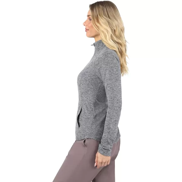 Yogalicious Womens Ultra Soft Lightweight Full Zip Yoga Jacket with PocketsHeather Grey