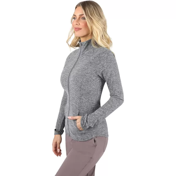 Yogalicious Womens Ultra Soft Lightweight Full Zip Yoga Jacket with PocketsHeather Grey