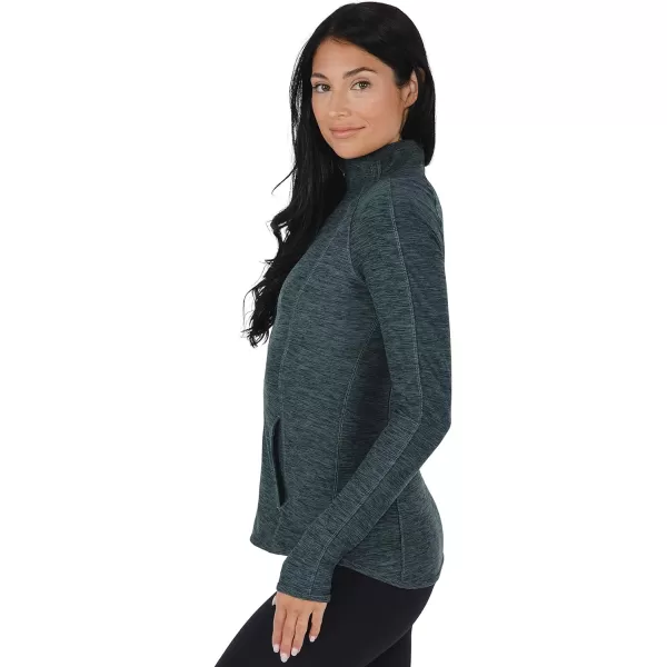 Yogalicious Womens Ultra Soft Lightweight Full Zip Yoga Jacket with PocketsHeather Sage