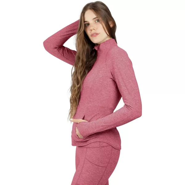 Yogalicious Womens Ultra Soft Lightweight Full Zip Yoga Jacket with PocketsHeather Slate Rose