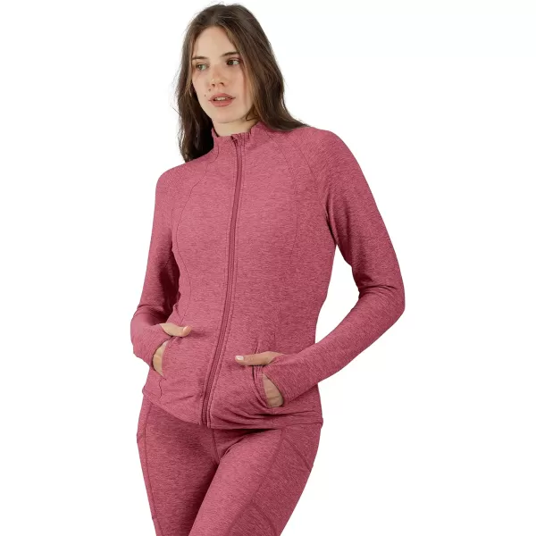 Yogalicious Womens Ultra Soft Lightweight Full Zip Yoga Jacket with PocketsHeather Slate Rose