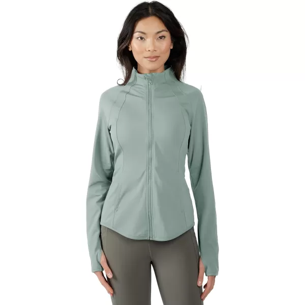 Yogalicious Womens Ultra Soft Lightweight Full Zip Yoga Jacket with PocketsLily Pad Lux