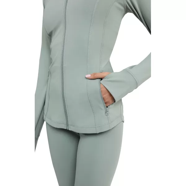 Yogalicious Womens Ultra Soft Lightweight Full Zip Yoga Jacket with PocketsLily Pad Nude Tech