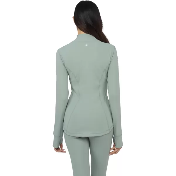 Yogalicious Womens Ultra Soft Lightweight Full Zip Yoga Jacket with PocketsLily Pad Nude Tech