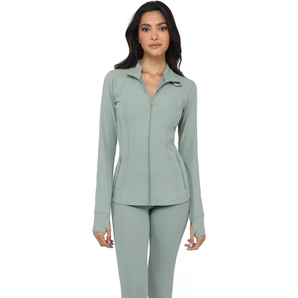 Yogalicious Womens Ultra Soft Lightweight Full Zip Yoga Jacket with PocketsLily Pad Nude Tech