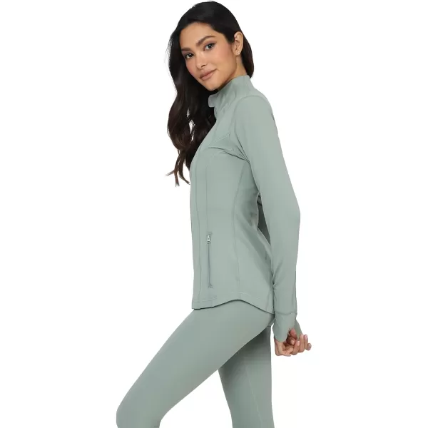 Yogalicious Womens Ultra Soft Lightweight Full Zip Yoga Jacket with PocketsLily Pad Nude Tech
