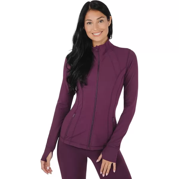 Yogalicious Womens Ultra Soft Lightweight Full Zip Yoga Jacket with PocketsMauve Wine Nude Tech