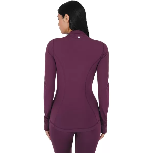 Yogalicious Womens Ultra Soft Lightweight Full Zip Yoga Jacket with PocketsMauve Wine Nude Tech