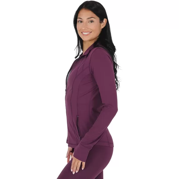 Yogalicious Womens Ultra Soft Lightweight Full Zip Yoga Jacket with PocketsMauve Wine Nude Tech