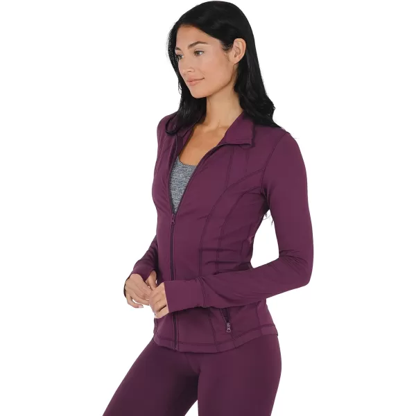 Yogalicious Womens Ultra Soft Lightweight Full Zip Yoga Jacket with PocketsMauve Wine Nude Tech