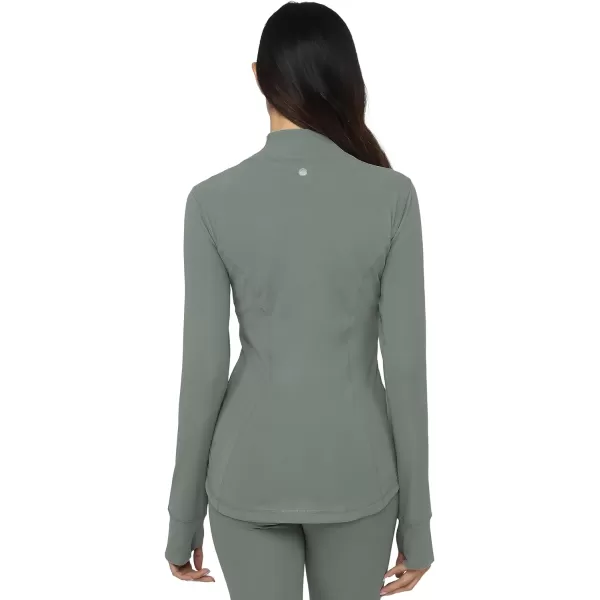 Yogalicious Womens Ultra Soft Lightweight Full Zip Yoga Jacket with PocketsMulled Basil Nude Tech