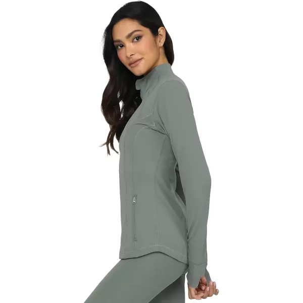 Yogalicious Womens Ultra Soft Lightweight Full Zip Yoga Jacket with PocketsMulled Basil Nude Tech