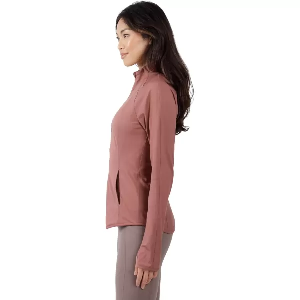 Yogalicious Womens Ultra Soft Lightweight Full Zip Yoga Jacket with PocketsPink Clay