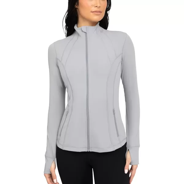 Yogalicious Womens Ultra Soft Lightweight Full Zip Yoga Jacket with PocketsSleet Nude Tech