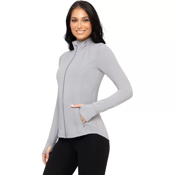 Yogalicious Womens Ultra Soft Lightweight Full Zip Yoga Jacket with PocketsSleet Nude Tech