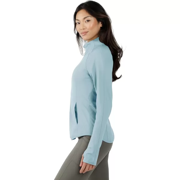 Yogalicious Womens Ultra Soft Lightweight Full Zip Yoga Jacket with PocketsSmoke Blue Lux