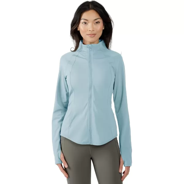 Yogalicious Womens Ultra Soft Lightweight Full Zip Yoga Jacket with PocketsSmoke Blue Lux