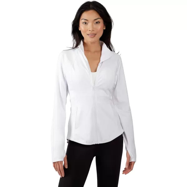 Yogalicious Womens Ultra Soft Lightweight Full Zip Yoga Jacket with PocketsWhite Lux