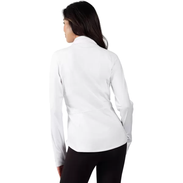 Yogalicious Womens Ultra Soft Lightweight Full Zip Yoga Jacket with PocketsWhite Lux