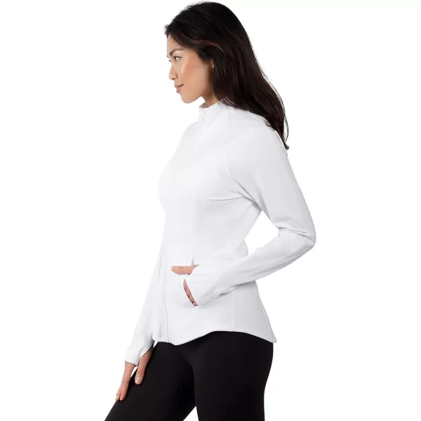 Yogalicious Womens Ultra Soft Lightweight Full Zip Yoga Jacket with PocketsWhite Lux