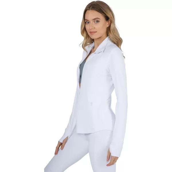 Yogalicious Womens Ultra Soft Lightweight Full Zip Yoga Jacket with PocketsWhite Nude Tech