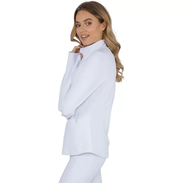 Yogalicious Womens Ultra Soft Lightweight Full Zip Yoga Jacket with PocketsWhite Nude Tech