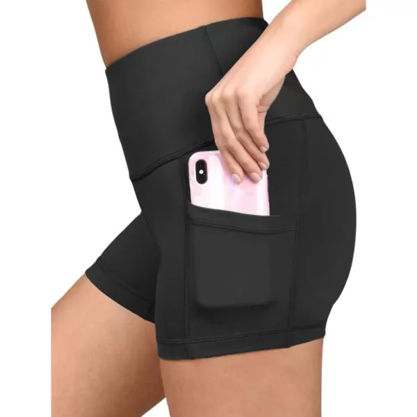 Yogalicious High Waist Squat Proof Side Pocket Biker Shorts  35 5 7 9Black 35