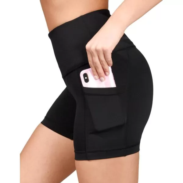 Yogalicious High Waist Squat Proof Side Pocket Biker Shorts  35 5 7 9Black 5