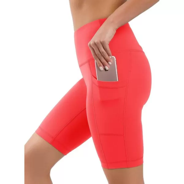 Yogalicious High Waist Squat Proof Side Pocket Biker Shorts  35 5 7 9Cayenne 9