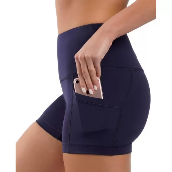 Yogalicious High Waist Squat Proof Side Pocket Biker Shorts  35 5 7 9Dark Navy 35