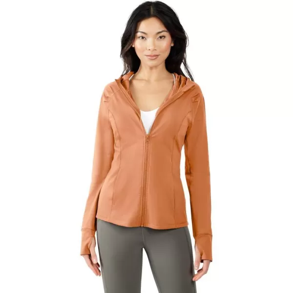 Yogalicious Lightweight FullZip Hooded Workout Jacket with ThumbholesAmber Brown