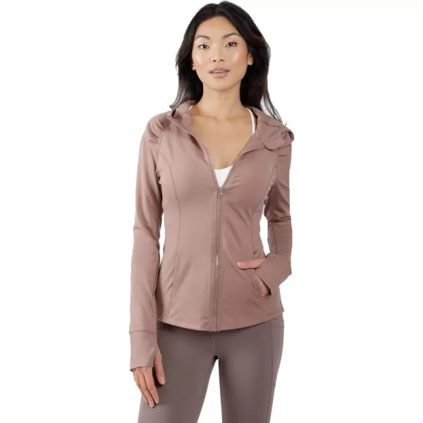 Yogalicious Lightweight FullZip Hooded Workout Jacket with ThumbholesAuburn Night