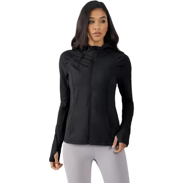 Yogalicious Lightweight FullZip Hooded Workout Jacket with ThumbholesBlack