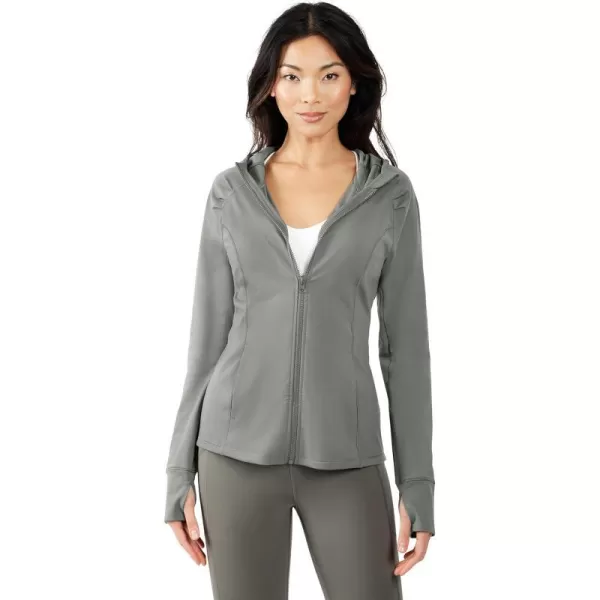 Yogalicious Lightweight FullZip Hooded Workout Jacket with ThumbholesBlossom Olive