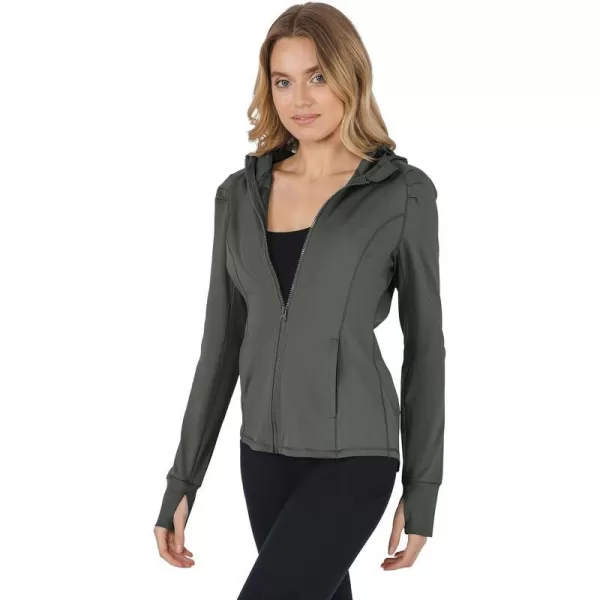 Yogalicious Lightweight FullZip Hooded Workout Jacket with ThumbholesLily Pad