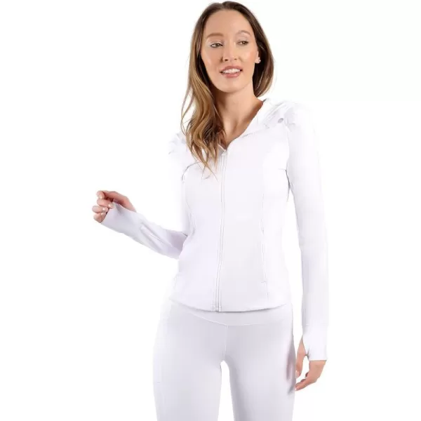 Yogalicious Lightweight FullZip Hooded Workout Jacket with ThumbholesWhite