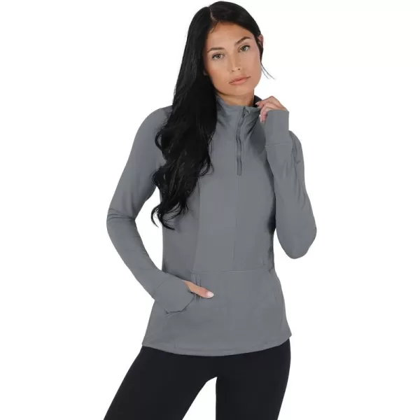 Yogalicious Nude Tech Half Zip Long Sleeve Jacket with Front PocketsMonument