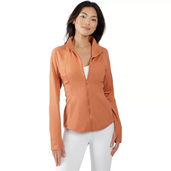 Yogalicious Womens Ultra Soft Lightweight Full Zip Yoga Jacket with PocketsAmber Brown Lux