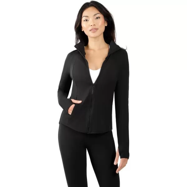 Yogalicious Womens Ultra Soft Lightweight Full Zip Yoga Jacket with PocketsBlack Lux