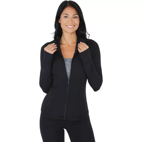 Yogalicious Womens Ultra Soft Lightweight Full Zip Yoga Jacket with PocketsBlack Nude Tech