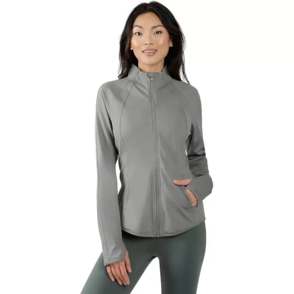 Yogalicious Womens Ultra Soft Lightweight Full Zip Yoga Jacket with PocketsBlossom Olive Lux